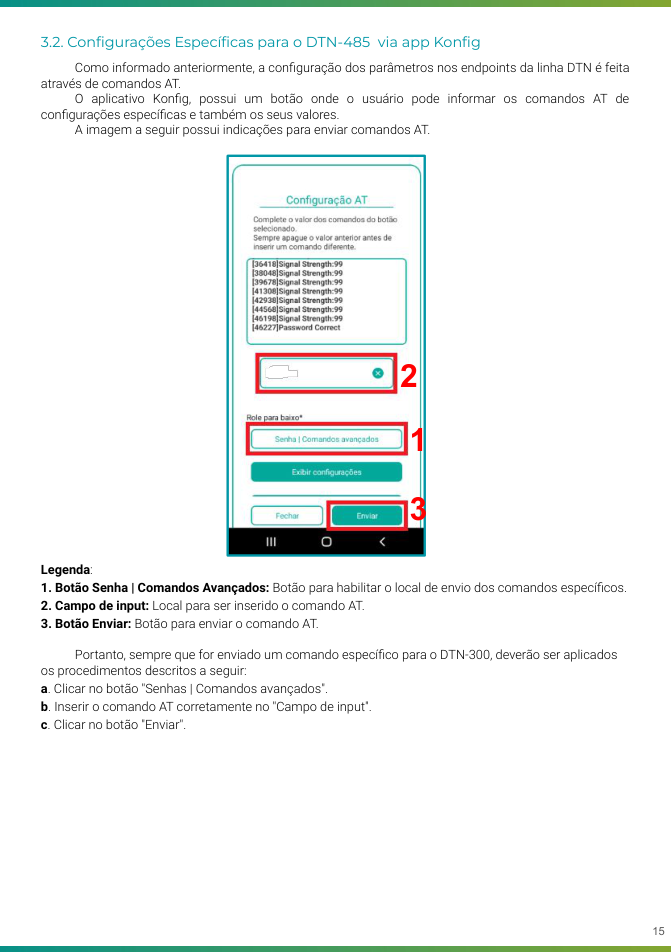 Manual página 15 — comandos avançados